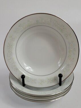 FOUR Sango China Angelique 3781 Fruit Bowls White Pink and Blue Flowers